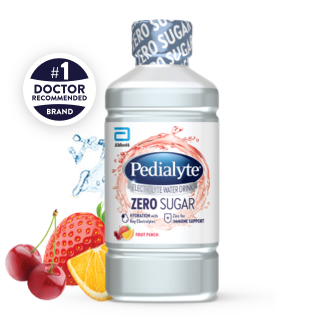 Pedialyte electrolyte water liter, fruit punch.