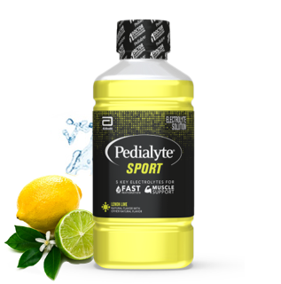 Pedialyte sport liter, lemon lime, electrolyte solution.